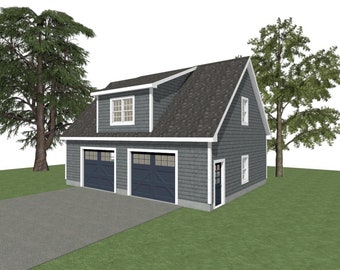 2-Car Garage Plans: 36 x 28, 12/12 Pitch, Studio Above (Digital Download)