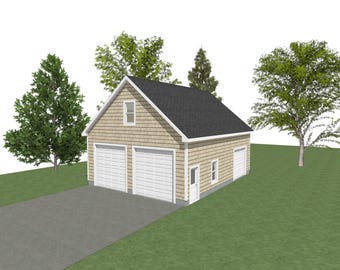 2-Car Garage Plan: 28 x 36, 12ft Wall, Storage/Studio Above (Digital Download)
