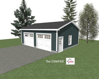 GARAGE PLANS : 30 x 24 - 2 Car Garage Plans - 10' Wall - 4/12 Pitch ( Digital Download )