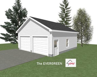 2 Car Garage Plans : 26x26, 10'-0" Wall, 6/12 and 8/12 Pitch  (Digital Download)