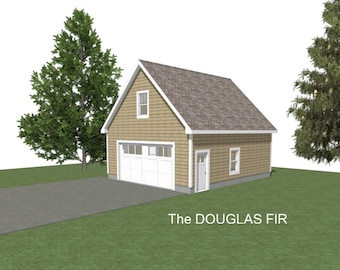 2 Car Garage Plans : 24 x 28, 10' Wall, 12/12 Pitch, Studio Above with Materials List - ( Digital Download )