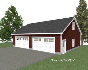 2-Car Garage Plans: 48 x 30, 10' Wall, Storage/Studio Above (Digital Download)