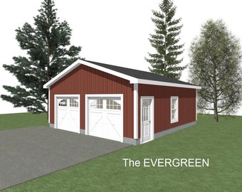 2-Car Garage Plans: 24 x 26 ft, 9' Wall (Digital Download)