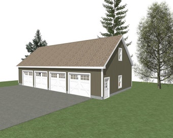 4-Car Garage Plans with Studio Above (Digital Download)