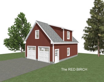 GARAGE PLANS : 24 x 32 - 2 Car Garage Plans - 12/12 Pitch - Storage or Studio Above