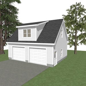 GARAGE PLANS : 30 x 24 - 2 Car Garage Plans - 12/12 Pitch - Studio Above