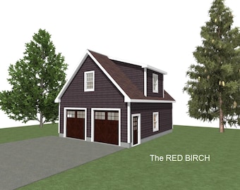 2-Car Garage Plans: 24 x 32, 12/12 Pitch, Studio Above (Digital Download)