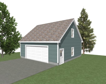 2 Car Garage Plans : 30 x 30, 10' Wall, 10/12 and 12/12 Pitch, Storage Above, with Materials List - ( Digital Download )