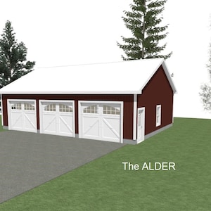 GARAGE PLANS : 40 x 30 - 3 Car Garage Plans - 10&#39; Wall -  6/12