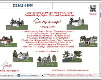 MODIFICACIONES - Mayor: Diseño 399 - Planos de garaje / Personalizado limitado - con guía de materiales