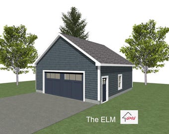 2 Car Garage Plans : 28 x 28, 10' Wall, 6/12 & 8/12 Pitch with Materials List - ( Digital Download )