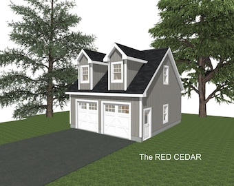 2-Car Garage Plans: 24 x 28, 10' Wall, Storage Above (Digital Download)