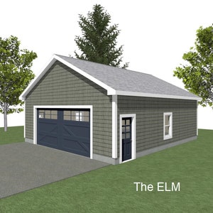GARAGE PLAN : 28 x 32 - 2 Car Garage Plans - 1 Door - 10&#39; Wall  - 6/12 and 8/12