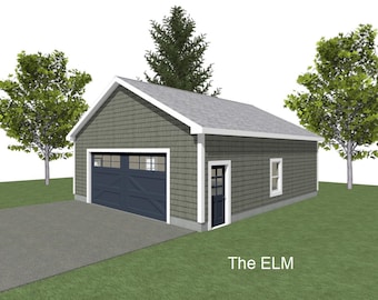 2 Car Garage Plans : 28 x 32, 10' Wall, 6/12 and 8/12 Pitch, with Materials List - ( Digital Download )