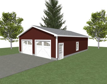 2 Car Garage Plans: 30 x 40 ft, 10' Wall Height (Digital Download)
