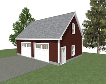 2-Car Garage Plan: 34 x 24, 10' Wall, Studio Above (Digital Download)