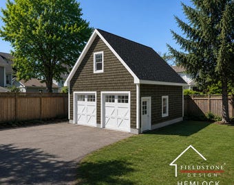 2 Car Garage Plans : 24 x 28, 10/12 and 12/12 Pitch, Storage Above with Materials List - ( Digital Download )