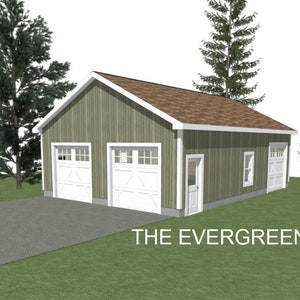 GARAGE PLANS : 26 x 36 - 2 Car Garage Plans - 10&#39; Wall - 6/12 and 8/12