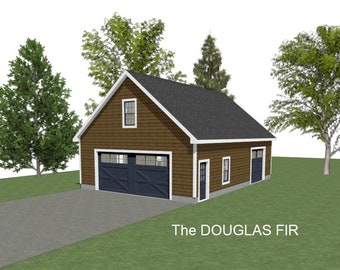 GARAGE PLANS : 28 x 40 - 2 Car/ 1 Door Garage Plans - 10' Wall - 10/12 and 12/12 Pitch - with Storage or Studio Above