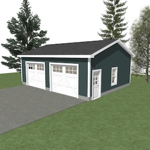 GARAGE PLAN : 30 x 24 - 2 Car Garage Plans - 10&#39; Wall - 4/12 Pitch