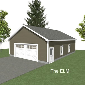 GARAGE PLANS : 30 x 40 - 2 Car Garage Plans - 1 Door - 10&#39; Wall  - 6/12 and 8/12