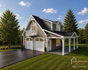 2-Car Garage Plans with Apartment Option: 28 x 32, 10ft Wall (Digital Download)