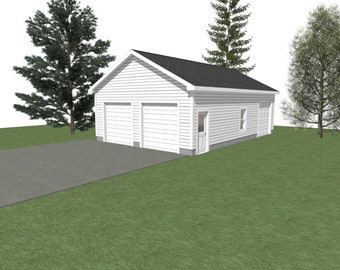 GARAGE PLAN : 24 x 40 - 2 Car Garage Plans - 10' Wall -  6/12 Pitch