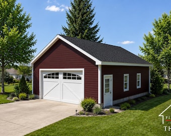 2 Car Garage Plans : 30 x 40, 10' Wall, 6/12 & 8/12 Pitch with Materials List - ( Digital Download )