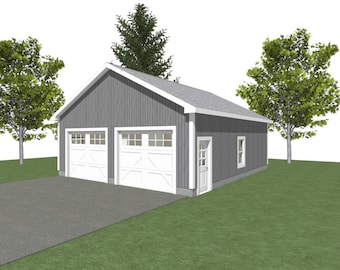 GARAGE PLAN : 28 x 30 - 2 Car Garage Plans - 6/12