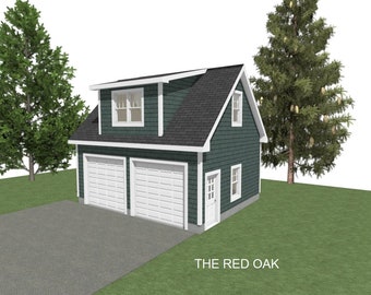 2-Car Garage Plan: 24 x 20, 12/12 Pitch, Storage Above (Digital Download)