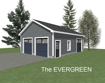 GARAGE PLANS : 24 x 32 - 2 Car Garage Plans - 6/12 and 8/12 Pitch