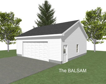 2 Car Garage Plans : 30 x 30, 10' Wall, 6/12 & 8/12 Pitch, with Materials List - ( Digital Download )