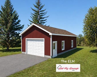 1 Car Garage Plans : 20 x 40, 10' Wall, 6/12 with Materials List - ( Digital Download )