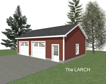 2 Car Garage Plans: 36 x 24 ft, 10' Wall (Reversed Available) (Digital Download)
