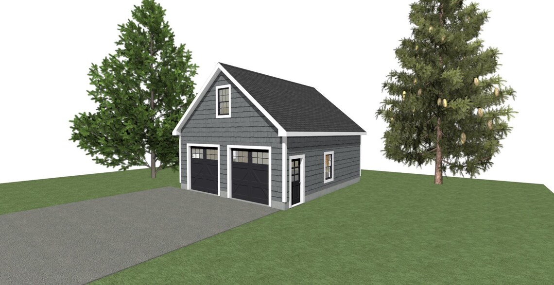 GARAGE PLANS 24 X 28 2 Car Garage Plans 10/12 and 12/12 Pitch With