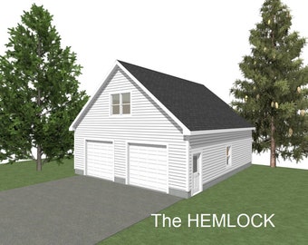 2 Car Garage Plans: 30 x 36, 10/12 Pitch, Storage Above (Digital Download)
