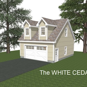 GARAGE PLANS : 24 x 28 - 2 Car/ 1 Bay Garage Plans - 10&#39; Wall -  10/12 - Storage or Studio Above