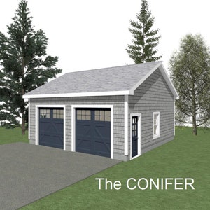 GARAGE PLAN : 24 x 24 - 2 Car Garage Plans - 10&#39; Wall - 4/12, 6/12, 8/12 and 10/12 Pitch