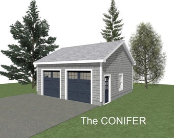 GARAGE PLAN : 24 x 24 - 2 Car Garage Plans - 10&#39; Wall - 4/12, 6/12, 8/12 and 10/12 Pitch