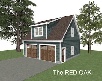 2-Car Garage Plan: 28x28, 10' Wall, Studio Above (Digital Download)