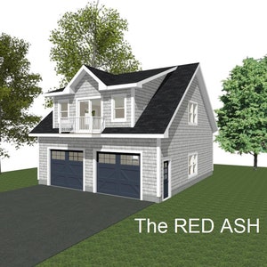 GARAGE PLANS : 30 x 34 - 2 Car Garage Plans - 10/12 - with Storage / Studio Above