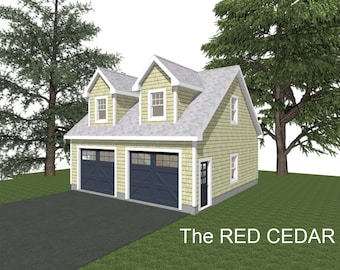 2-Car Garage Plans: 28 x 28, 10' Wall, Storage Studio Above (Digital Download)