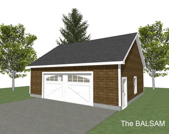 2 Car Garage Plans : 32 x 28, 10' Wall, 6/12 & 8/12 Pitch with Materials List - ( Digital Download )