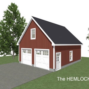 GARAGE PLANS : 24 x 28 - 2 Car Garage Plans - 10/12 and 12/12 Pitch - with Storage or Studio Above