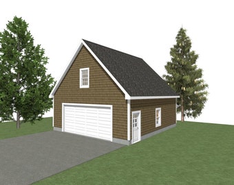 2 Car Garage Plans : 28 x 30, 10' Wall, 12/12 Pitch, Studio Above with Materials List - ( Digital Download )