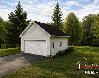 2 Car Garage Plans : 22 x 24, 10' Wall, 8/12 Pitch with Materials List - ( Digital Download )