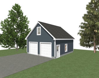 2-Car Garage Plans: 24 x 26, 10' Wall, Storage Above (Digital Download)