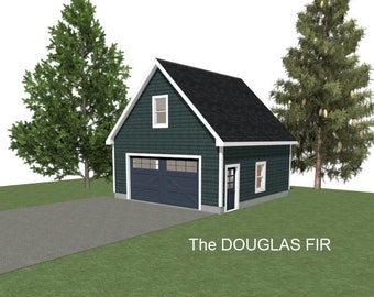 2 Car Garage Plans : 24 x 24, 10' Wall, 10/12 and 12/12 Pitch, Storage Above with Materials List - ( Digital Download )