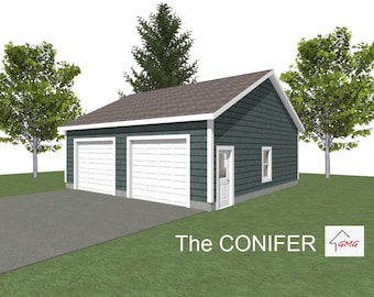 2 Car Garage Plans : 30x30, 10' Wall, 6/12 & 8/12 Pitch   ( Digital Download )