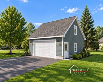 2 Car Garage Plans : 30 x 30, 10' Wall, 10/12, Storage Above with Materials List - ( Digital Download )